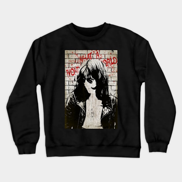 What a Wonderful World - Joey Ramone Fan Art Crewneck Sweatshirt by Hat_ers